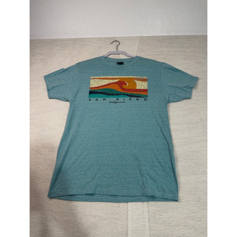 White Mountain San Diego California Graphic T-Shirt Teal Blue Mens Size M